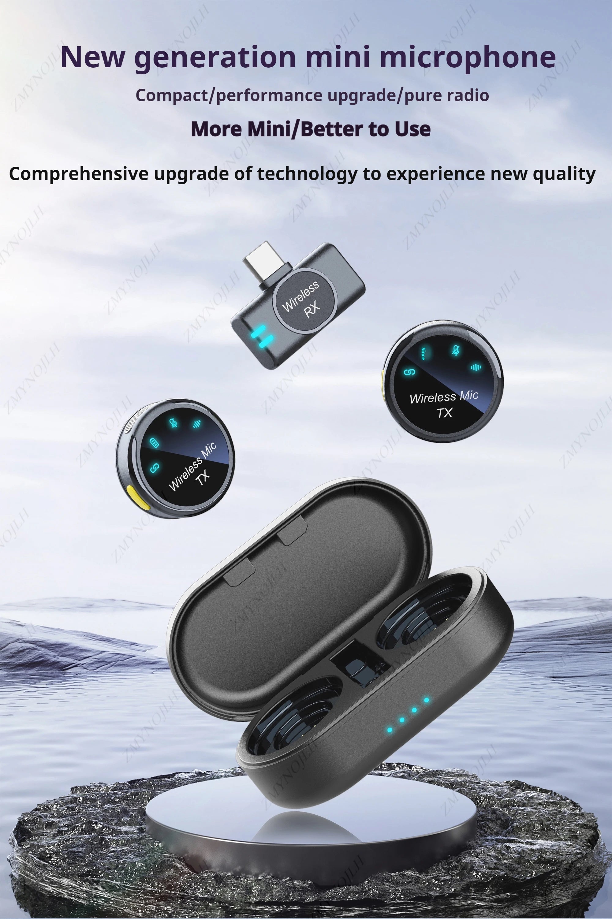 Micrófono Lavalier Inalámbrico Magnético con Cancelación de Ruido – iOS, Android, USB-C