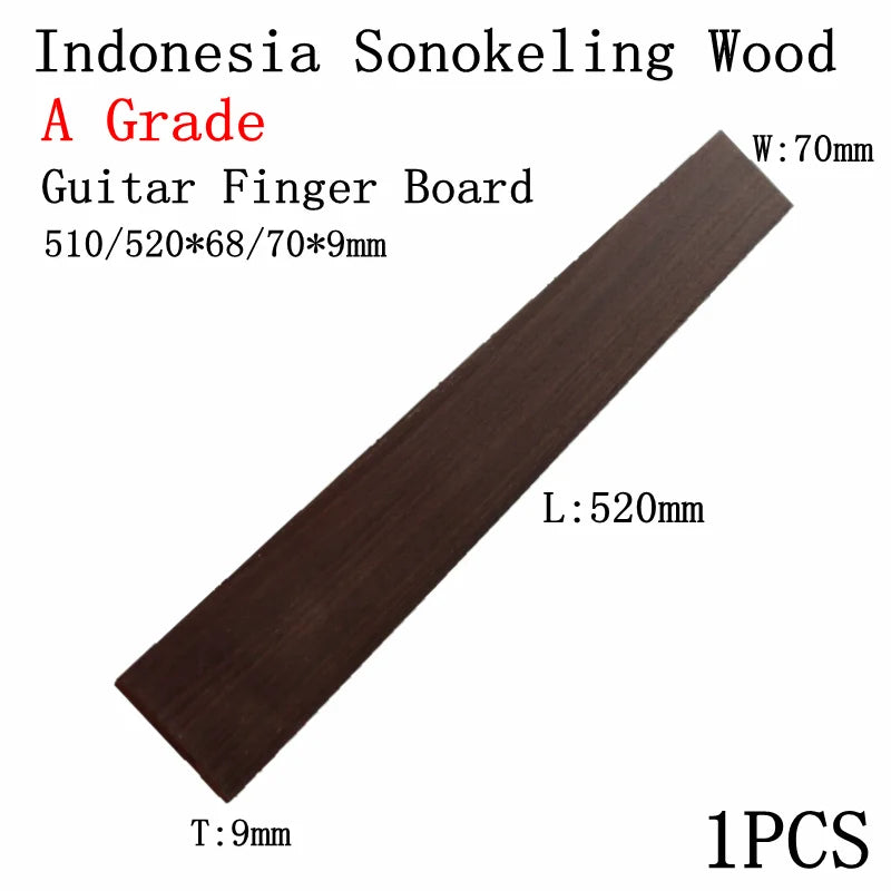 Diapásón de Sonokeling Indonesio para Guitarra – 520x70x10mm | Grados A y B | Luthería