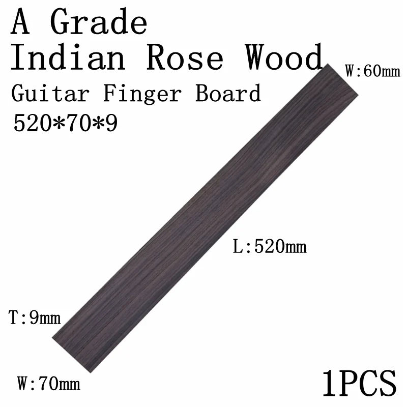 Diapásón de Palo de Rosa Indio para Guitarra – 500-520mm | Grados 3A, A y B | Luthería