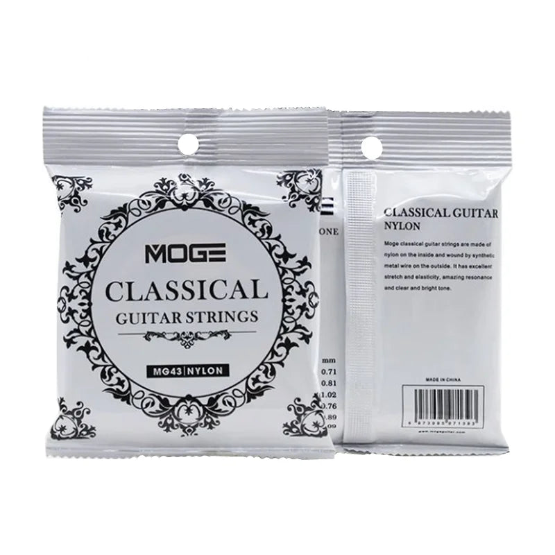 Cuerdas Guitarra Clásica MOGE MG43 – Nylon + Alambre Plateado | Tensión Normal