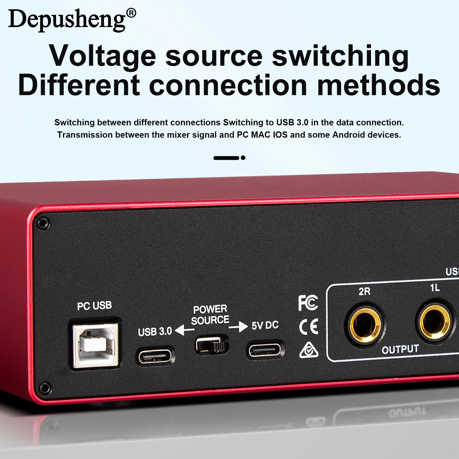 Interfaz de Audio DEPUSHENG MK22P — USB con Phantom Power 48V para Streaming y Podcasts