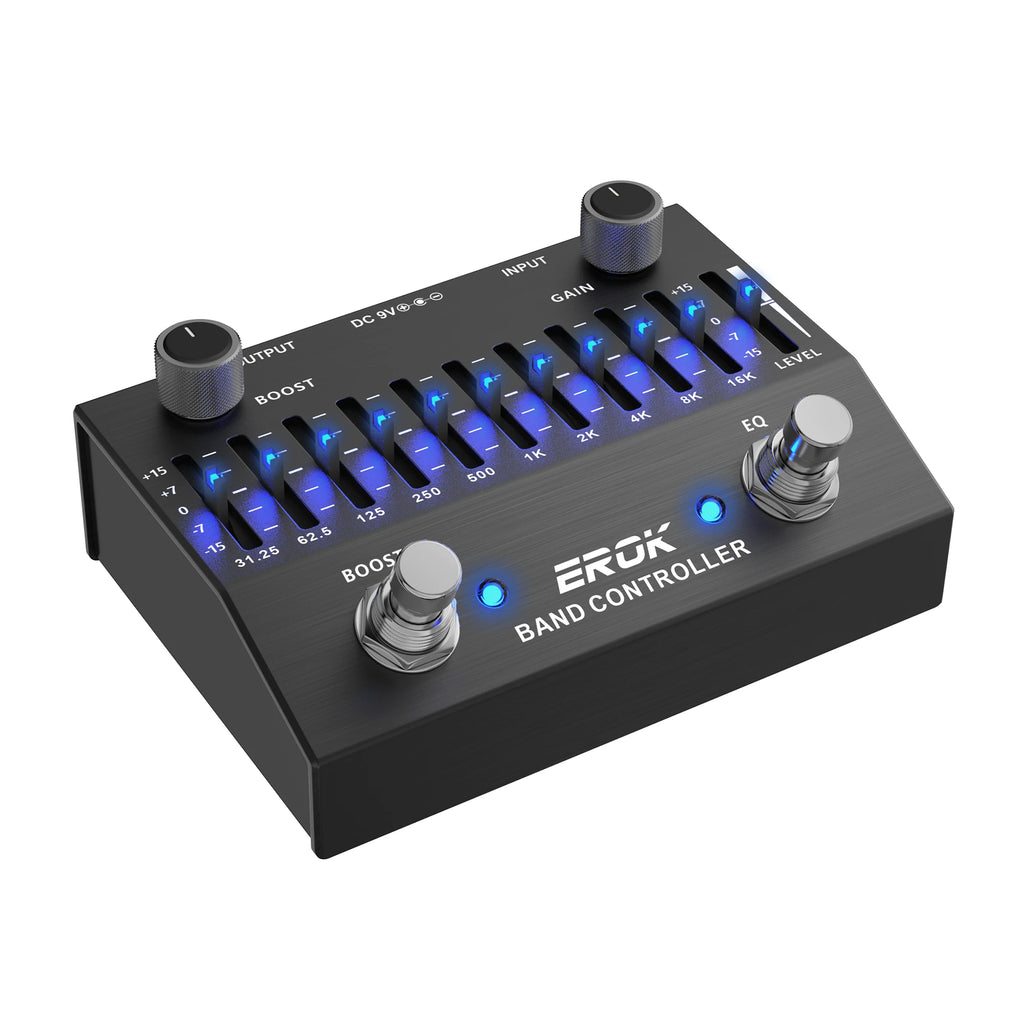 Pedal Ecualizador 10 Bandas EROK EQB-10 ±15dB – Guitarra y Bajo, True Bypass