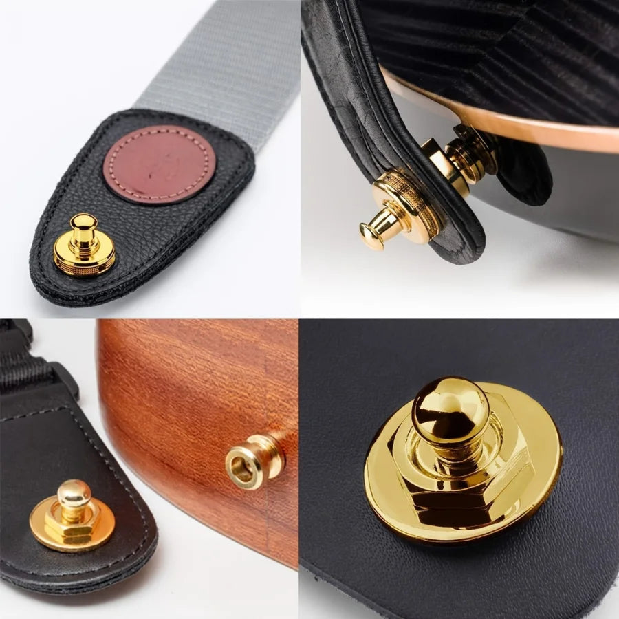 Strap Lock Aleación Premium – 2 Unidades Dorado/Negro para Guitarra Eléctrica, Acústica y Bajo