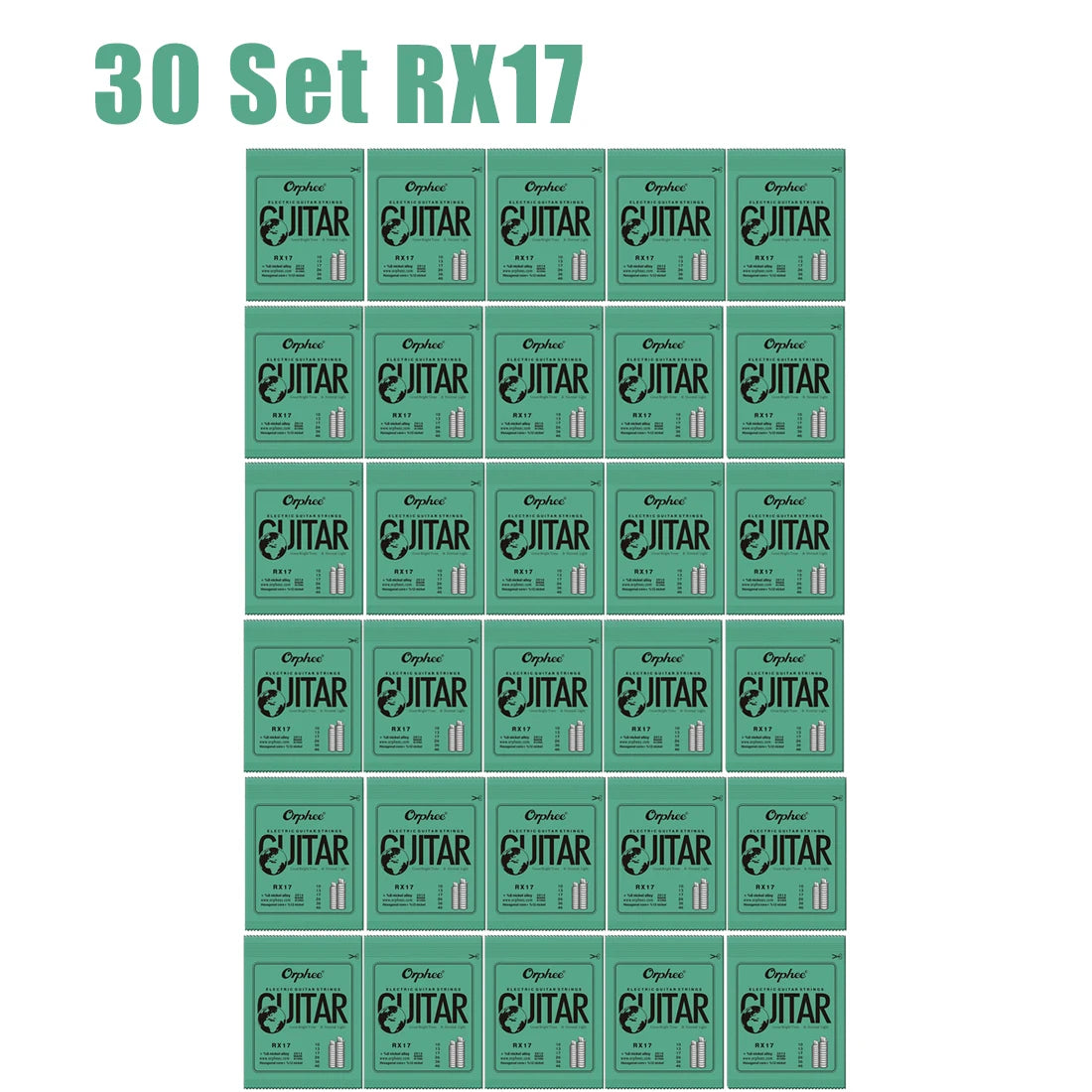 Cuerdas Guitarra Eléctrica Orphee RX Series – Acero Hexagonal | Pack 10 o 50 Sets