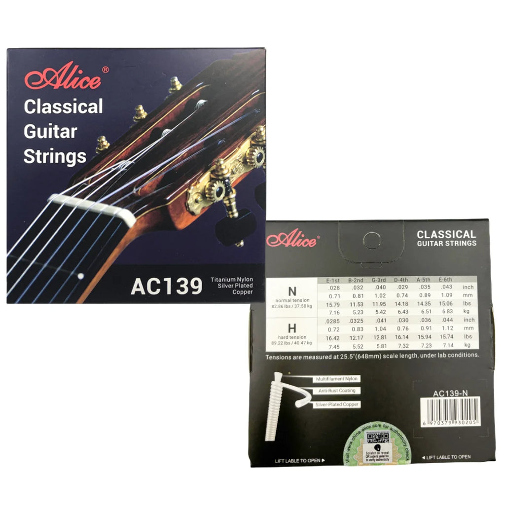 Cuerdas Guitarra Clásica Alice – Set Nylon | AC148 / AC158 / AC108 / AC130 / AC139 / AC136 / AC132