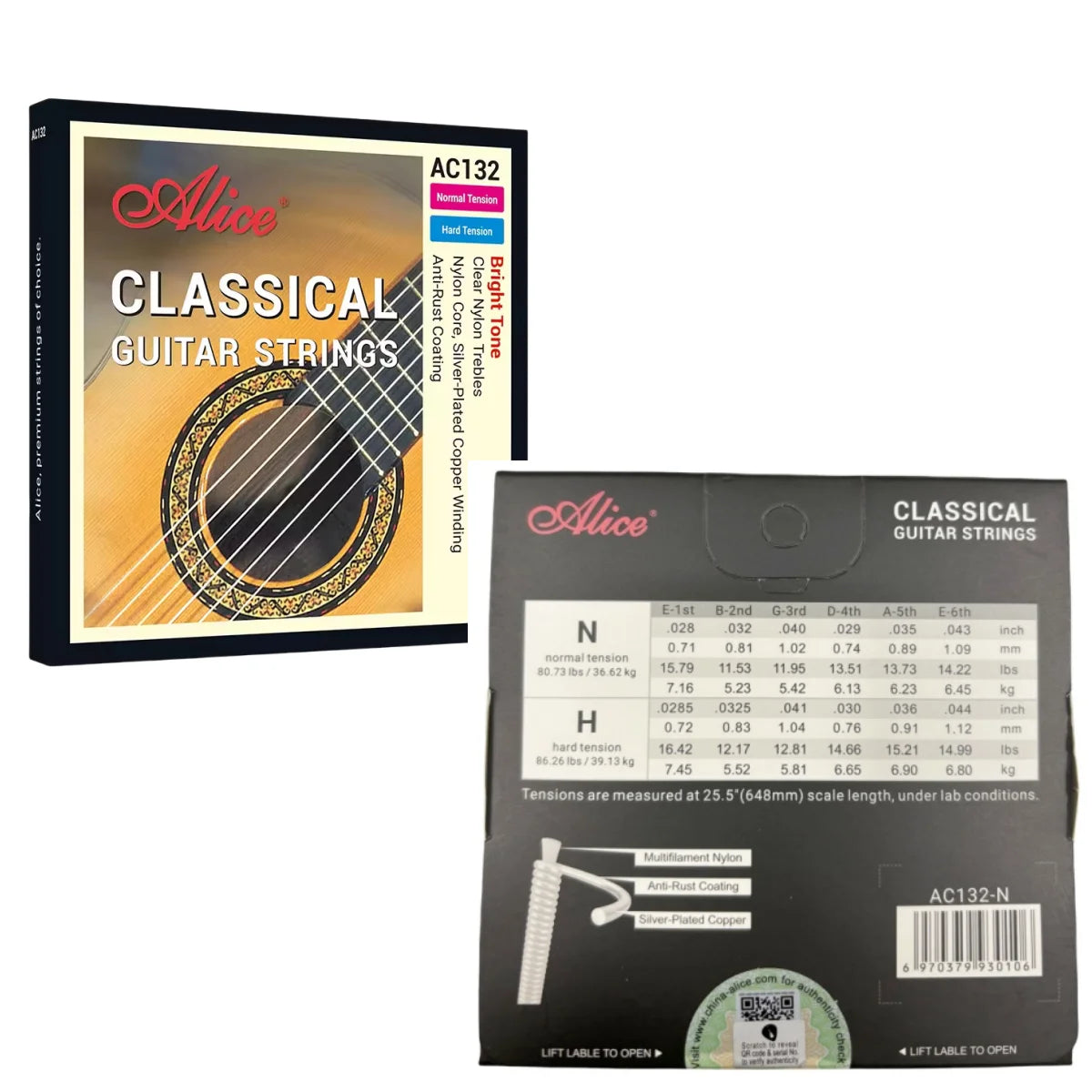 Cuerdas Guitarra Clásica Alice – Set Nylon | AC148 / AC158 / AC108 / AC130 / AC139 / AC136 / AC132