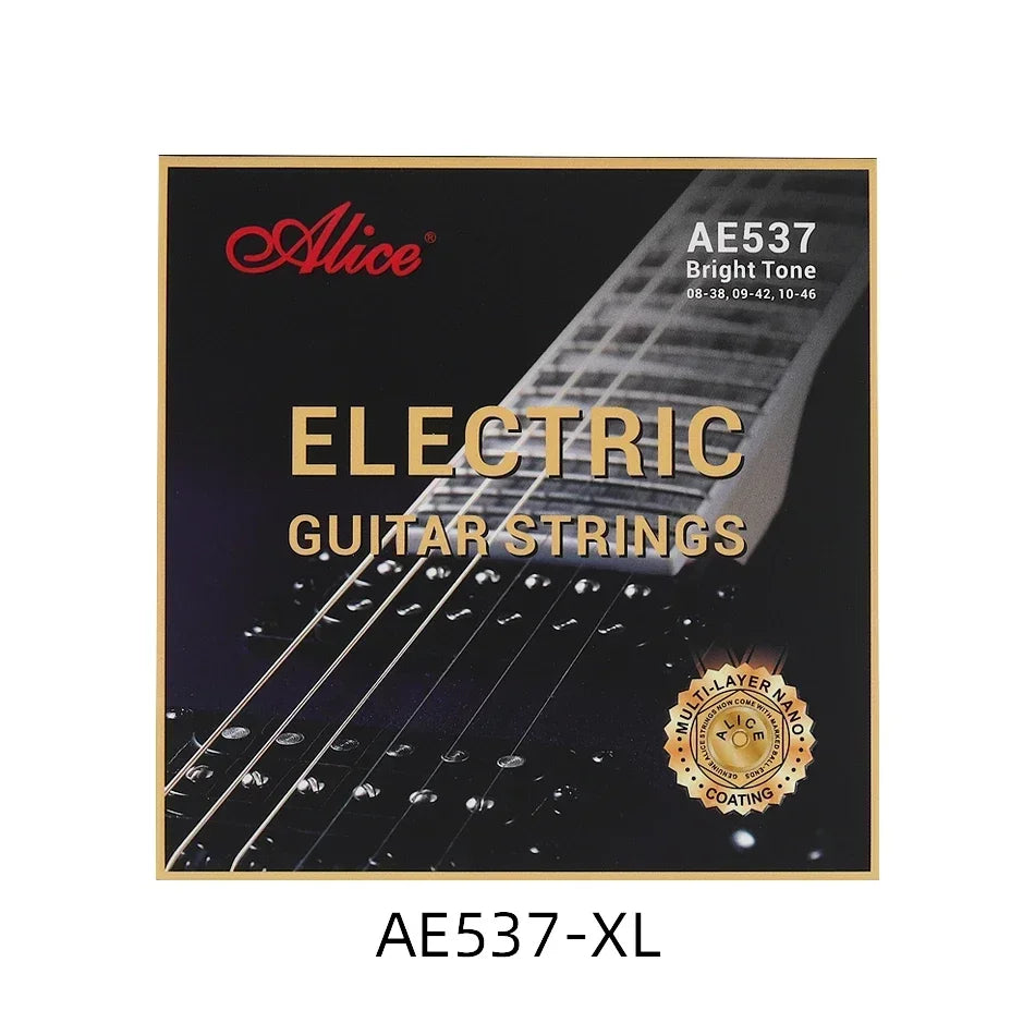 Cuerdas Guitarra Eléctrica Alice AE537 – Nano Coating, Núcleo Hexagonal | Calibres .008/.009/.010