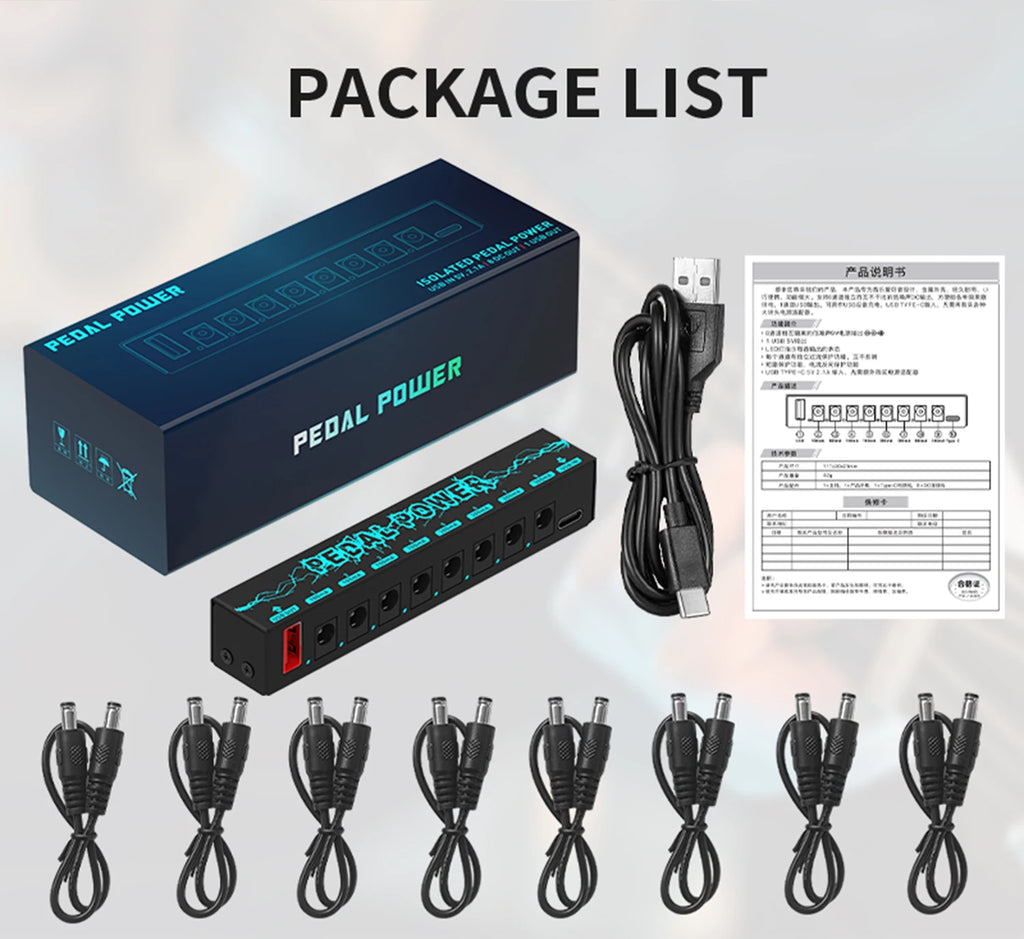 Fuente de Poder para pedales Stompbox 9V de alimentación