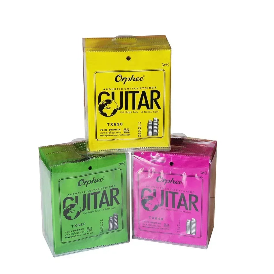 Cuerdas Guitarra Acústica Orphee TX Series – Bronce 75/25 | Calibres .010/.011/.012 | Pack 10 Sets