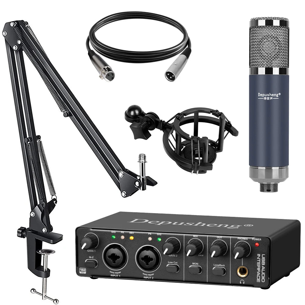 Interfaz de Audio DEPUSHENG MD32 — USB-C con Monitoreo para Guitarra y Grabación