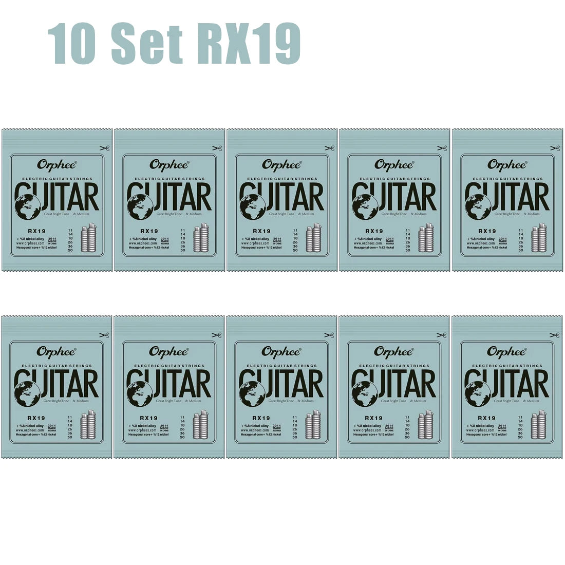 Cuerdas Guitarra Eléctrica Orphee RX Series – Acero Hexagonal | Pack 10 o 50 Sets
