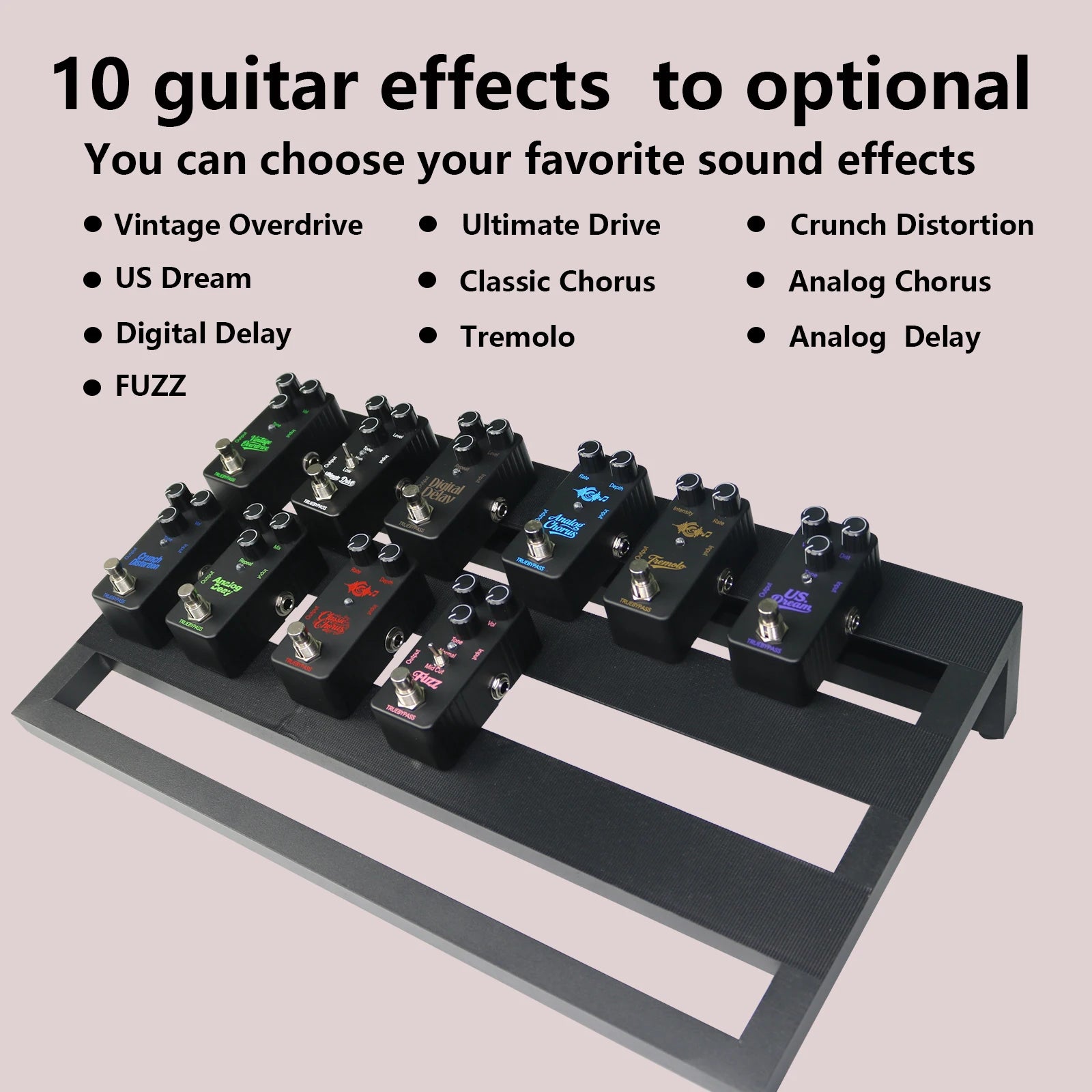 Mini pedal de efectos para guitarra - Modulación, distorsión, retardo, overdrive.