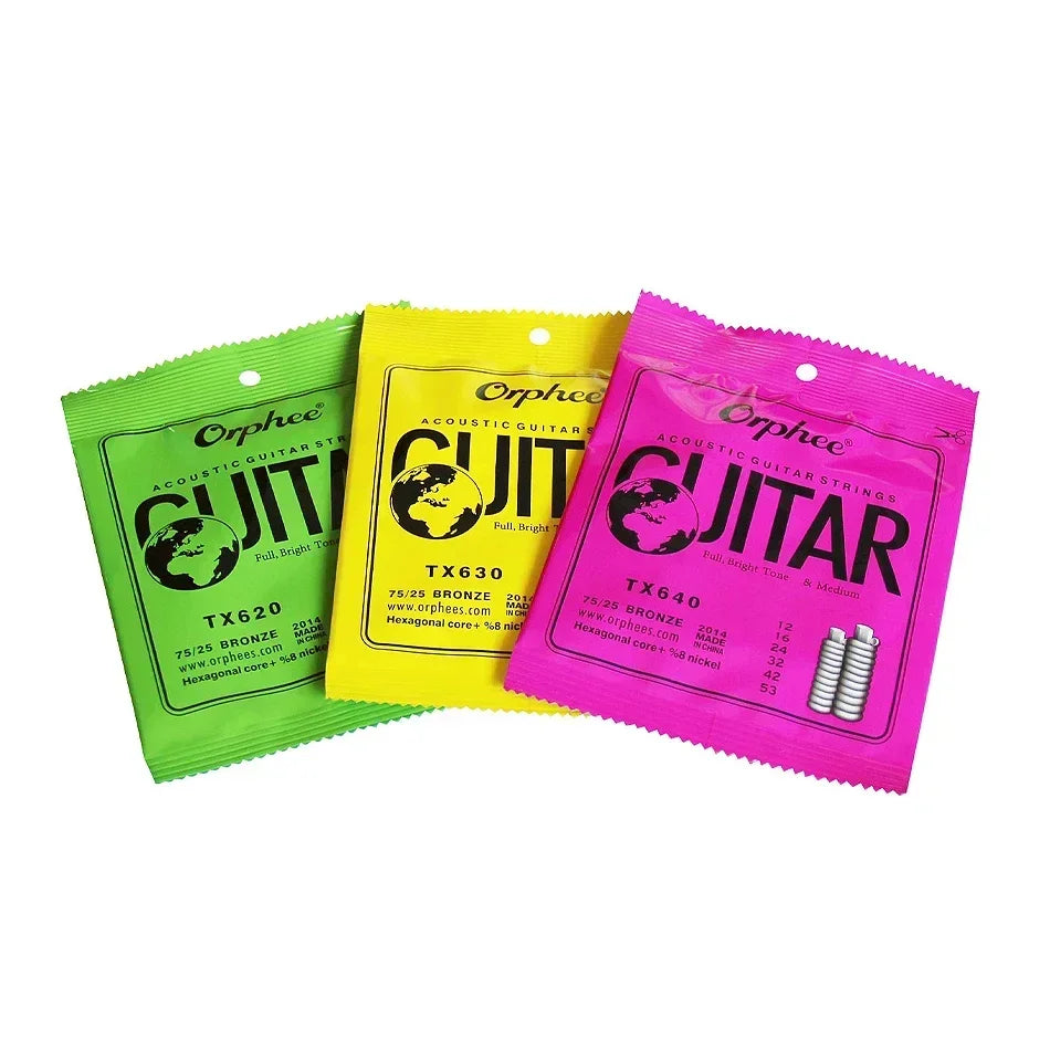 Cuerdas Guitarra Acústica Orphee TX Series – Bronce 75/25 | Calibres .010/.011/.012 | Pack 10 Sets