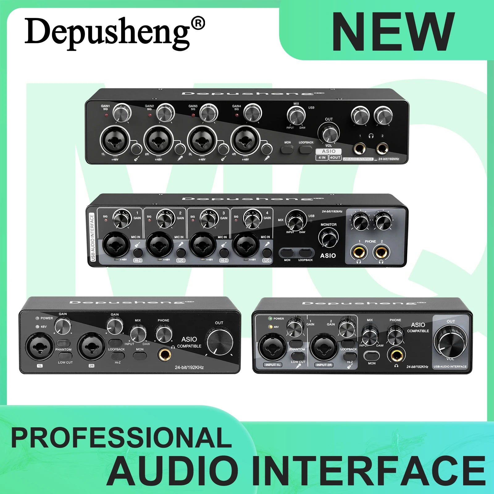 Interfaz de Audio USB MQ44 ASIO — 4 Canales 4in/4out para Grabación Profesional