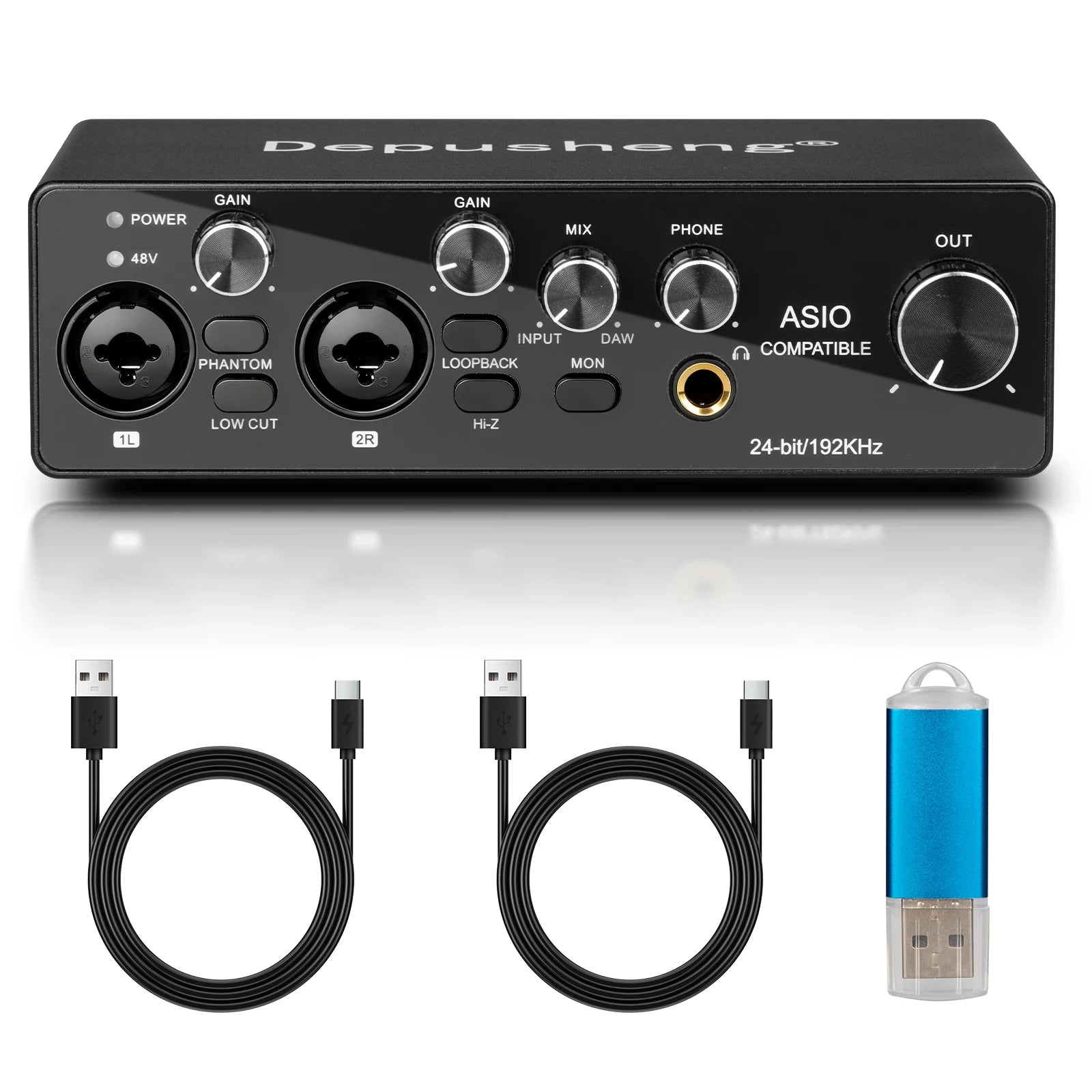 Interfaz de Audio USB MQ44 ASIO — 4 Canales 4in/4out para Grabación Profesional