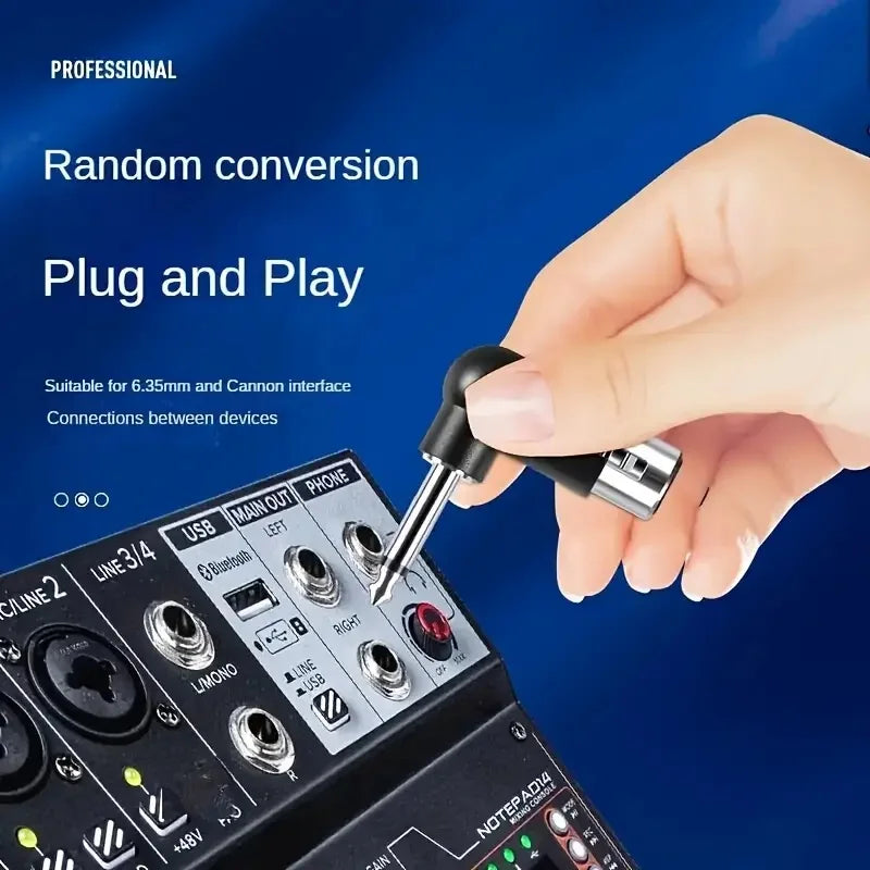 Adaptador XLR Macho a Jack 6.35mm Hembra – Balanceado para Micrófonos e Interfaces de Audio