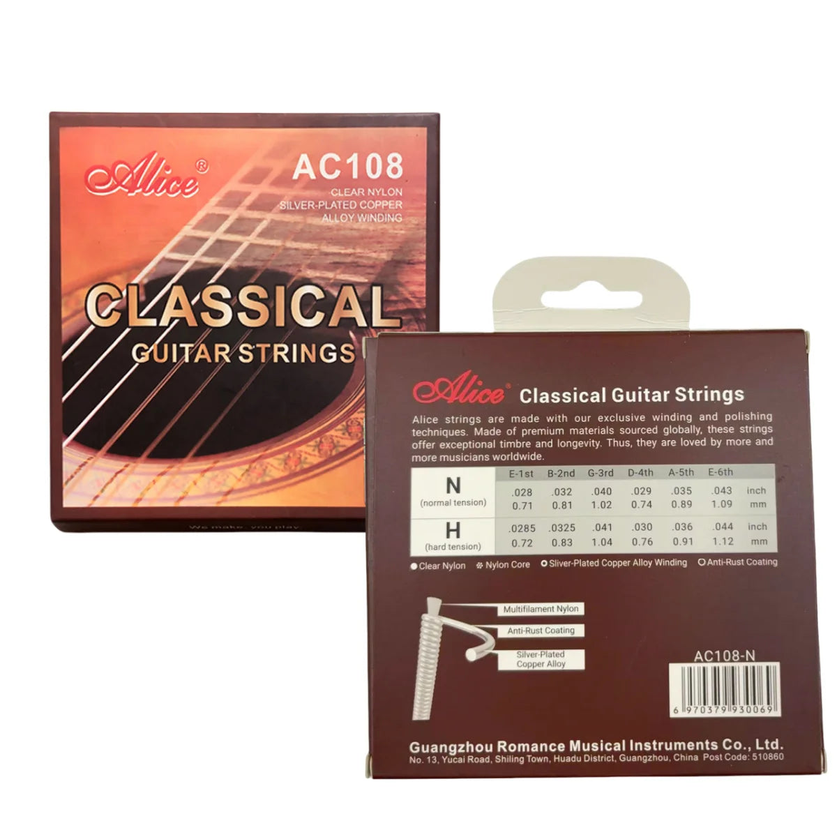 Cuerdas Guitarra Clásica Alice – Set Nylon | AC148 / AC158 / AC108 / AC130 / AC139 / AC136 / AC132