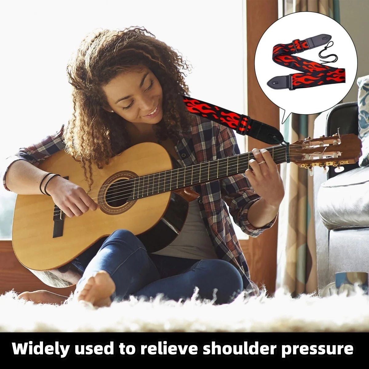 Correa de Guitarra Miwayer – Algodón Suave con Extremos de Cuero | Ajustable 104-169 cm | Eléctrica, Acústica y Bajo