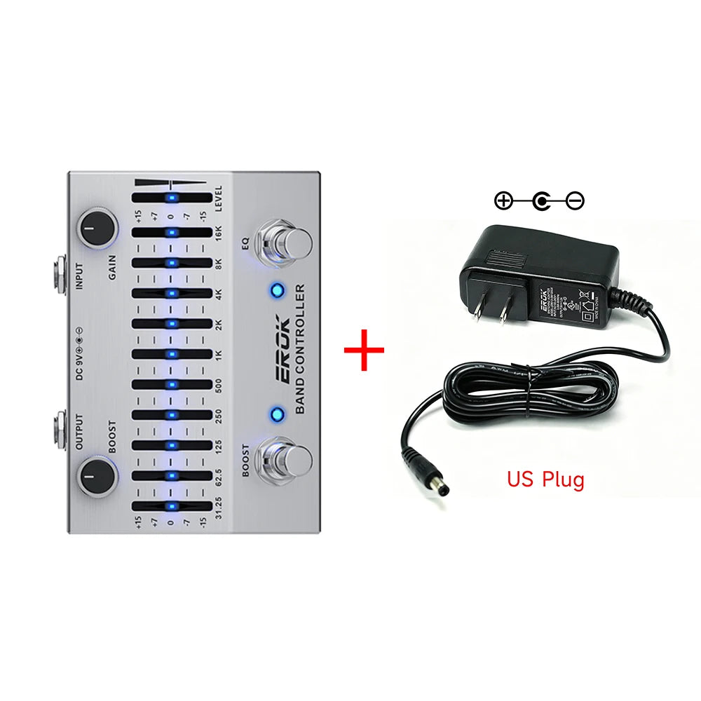 Pedal Ecualizador 10 Bandas EROK EQB-10 ±15dB – Guitarra y Bajo, True Bypass