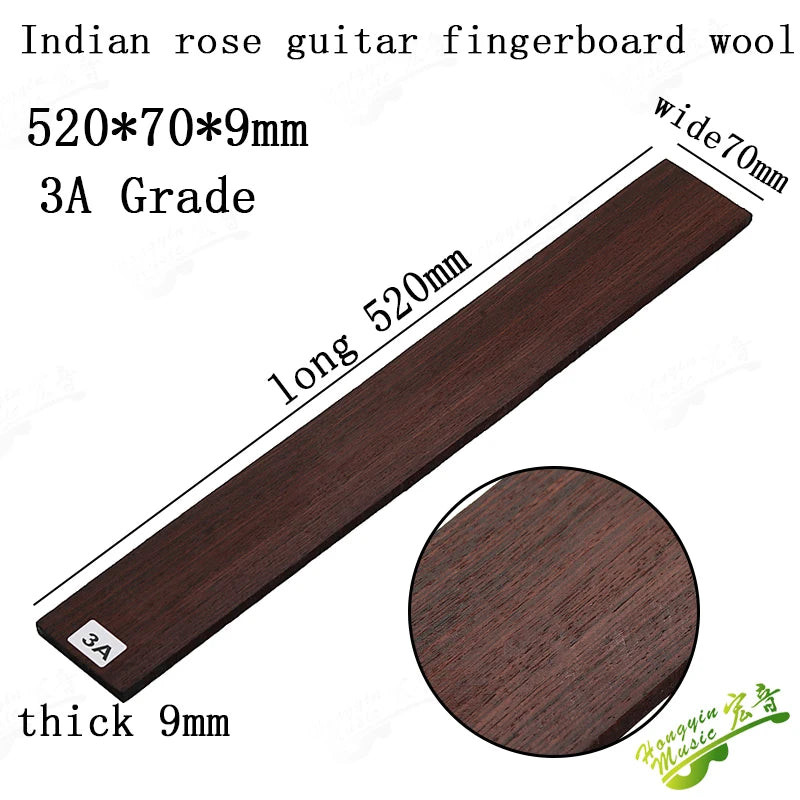 Diapásón de Palo de Rosa Indio para Guitarra – 500-520mm | Grados 3A, A y B | Luthería