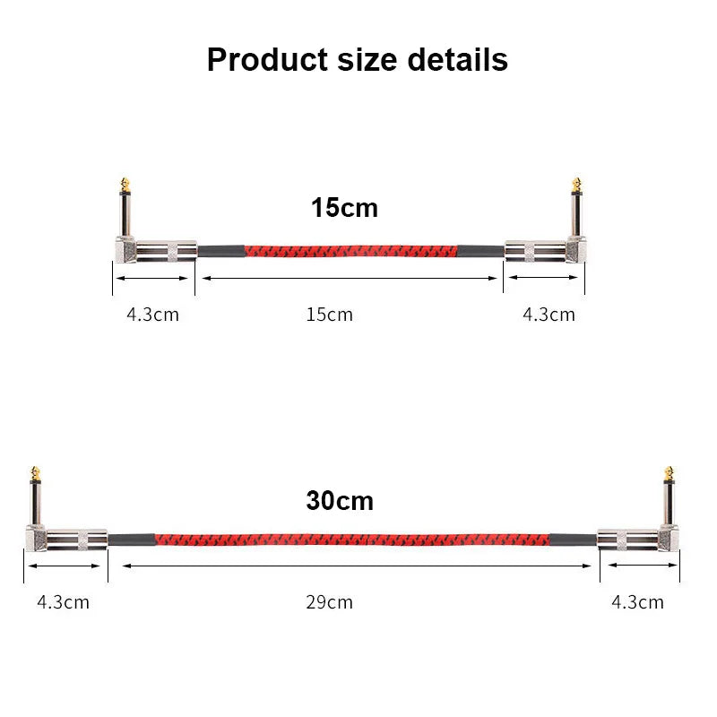 Cable Patch para Pedalboard 6.35mm – Trenzado, Bajo Ruido | 15 o 30 cm