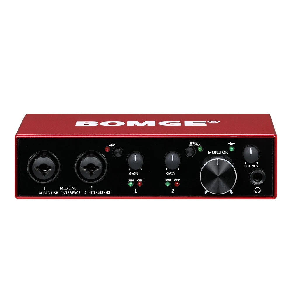 Interfaz de Audio BOMGE BMG-22R — 24-bit/192kHz con Phantom Power 48V