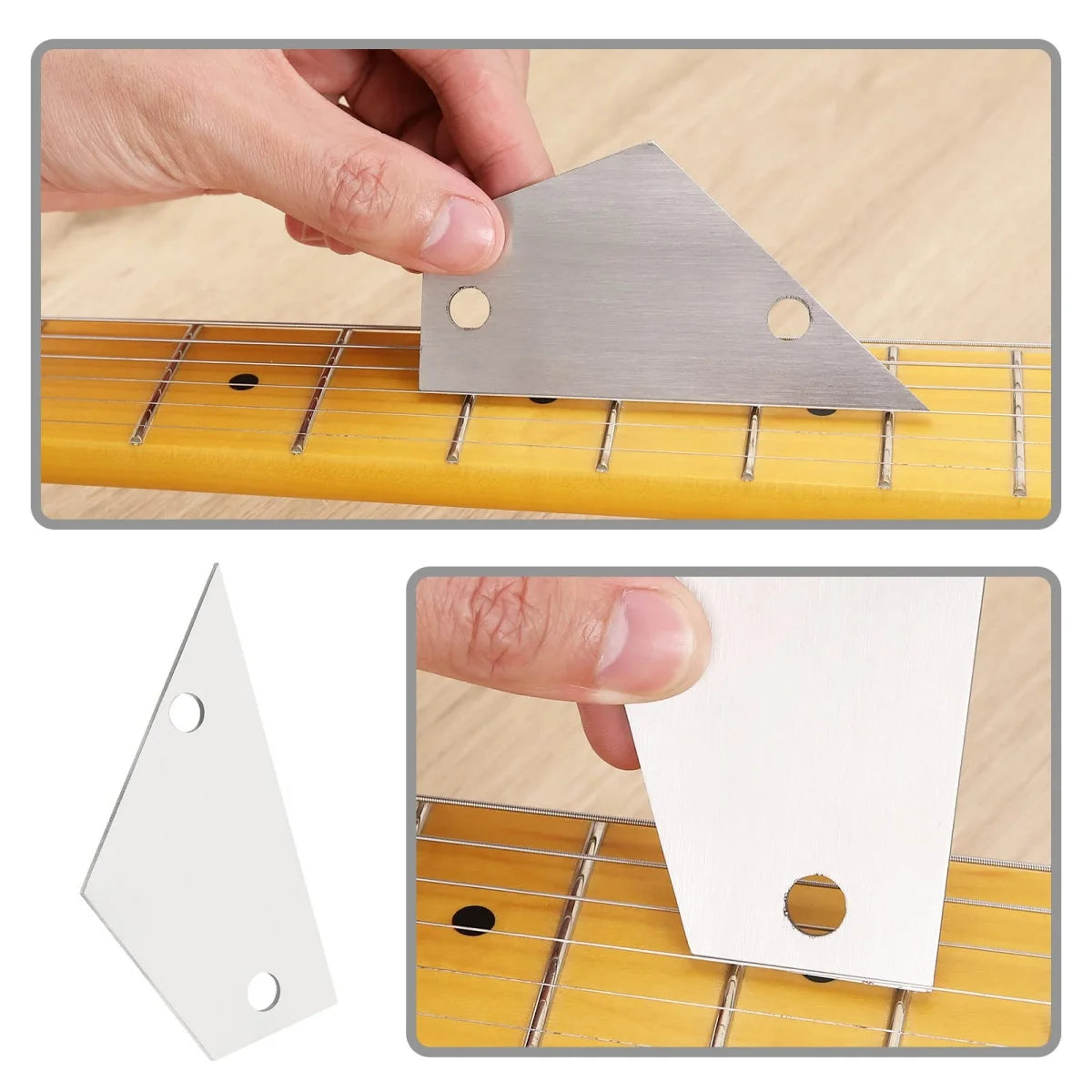 Set 3 Herramientas de Luthería Miwayer – Regla de Mástil, Medidor de Acción y Nivelador de Trastes | Acero Inoxidable