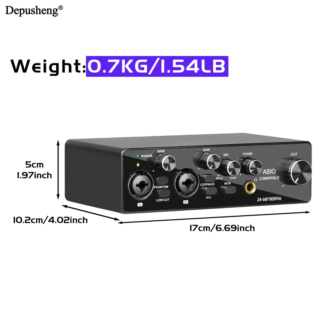 MQ44 ASIO Audio Professional Sound Card 4 Channel 4in 4out USB Audio Interface for Live Recording