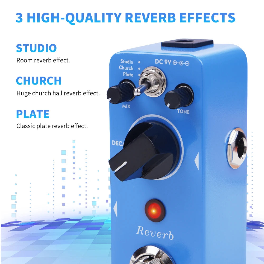 Pedal de Reverb JOYO AT-02 – 3 Modos Digitales para Guitarra Eléctrica