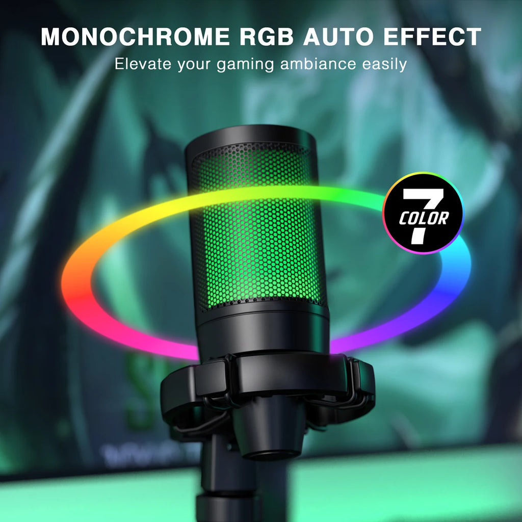 Micrófono USB, Condensador con tripode FIFINE RGB
 PC, Streaming-A2, etc. by Ampligame.