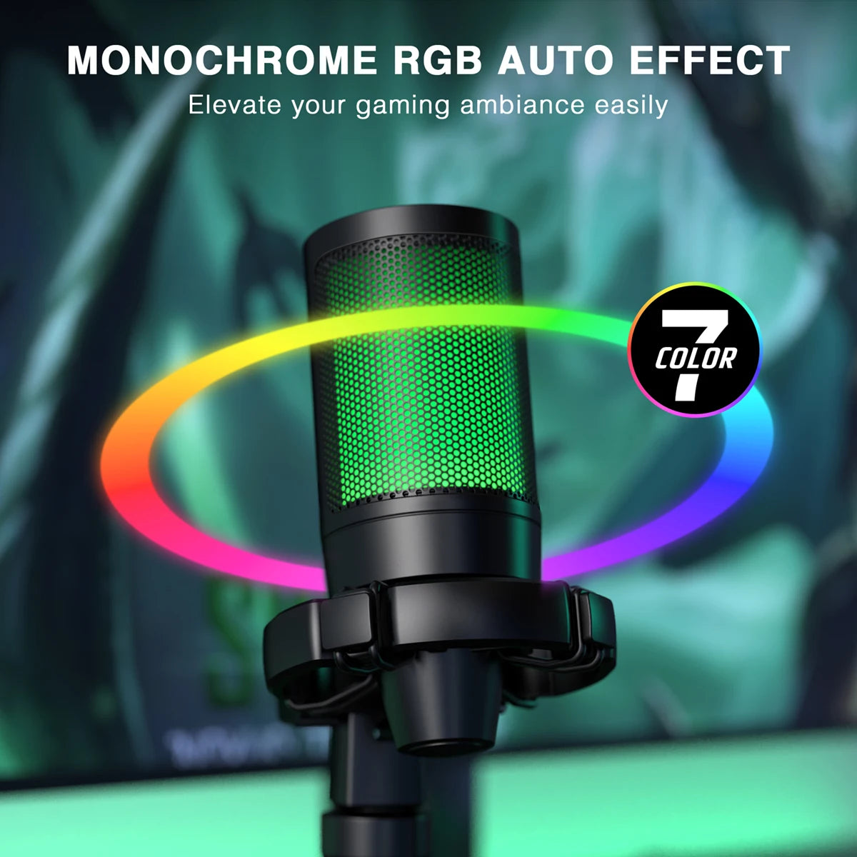 Micrófono USB, Condensador con tripode FIFINE RGB
 PC, Streaming-A2, etc. by Ampligame.