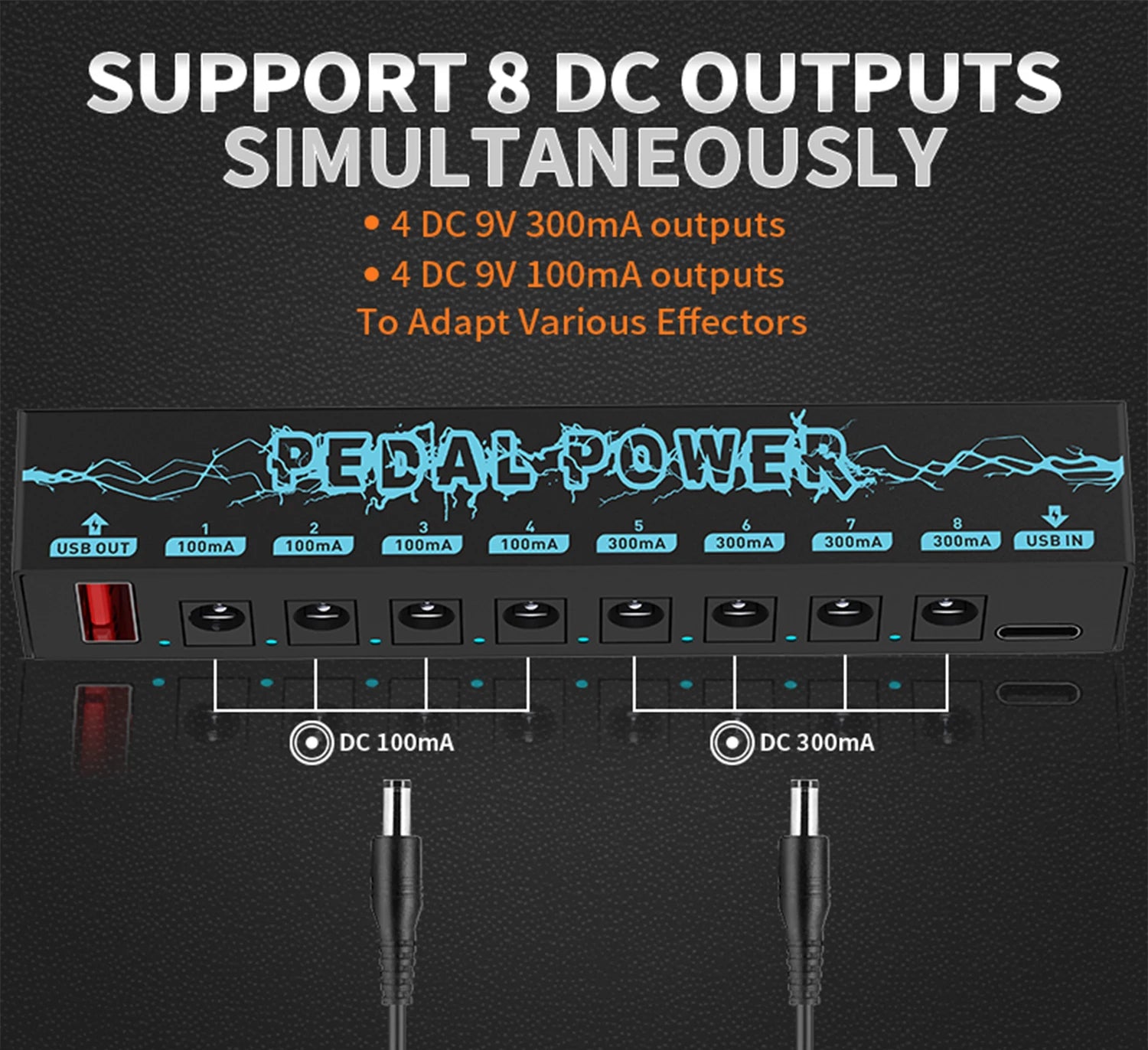 Fuente de Poder para pedales Stompbox 9V de alimentación