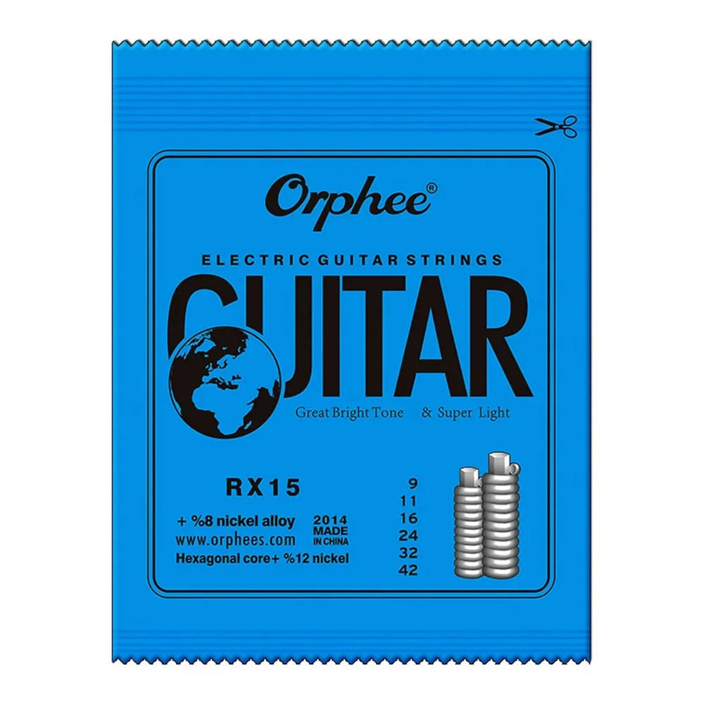 Cuerdas Guitarra Eléctrica Orphee RX Series – Acero Hexagonal | 1, 5 o 10 Sets