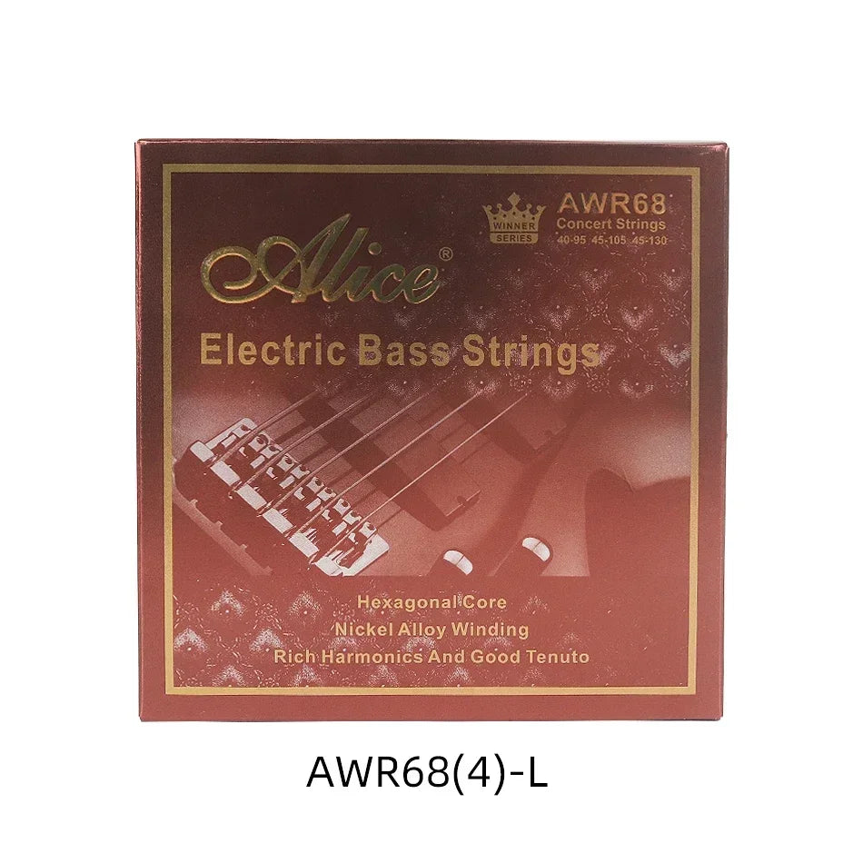 Cuerdas Bajo Eléctrico Alice AWR68 – Núcleo Hexagonal Niquelado | 4 y 5 Cuerdas | Light y Medium