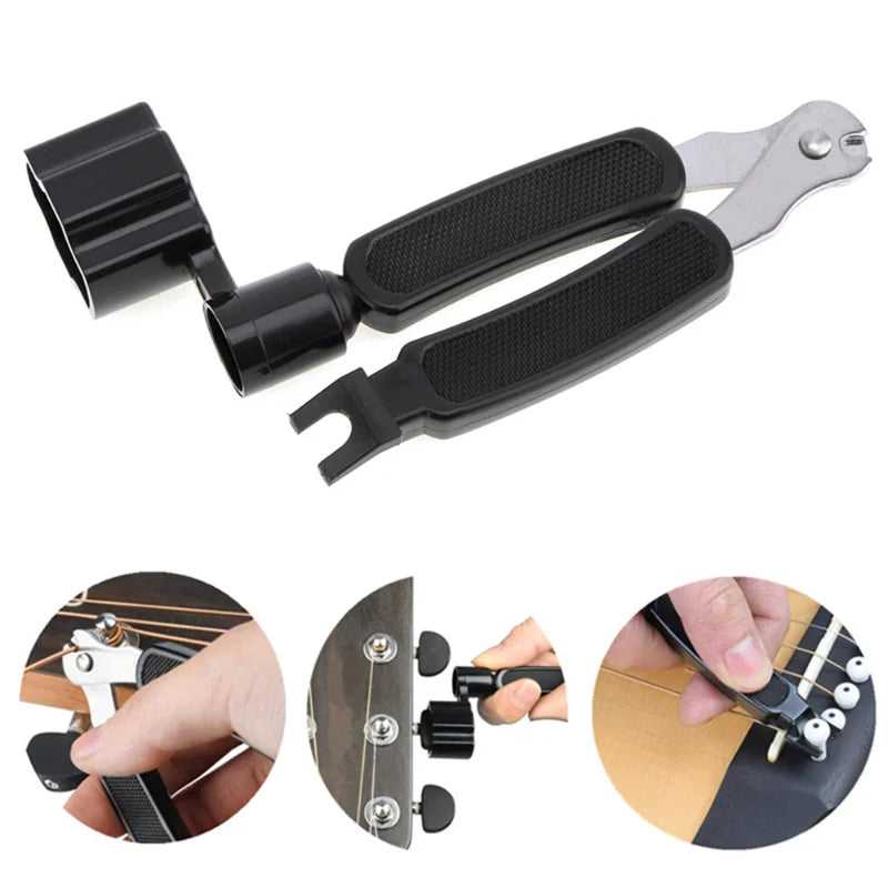 Herramienta 3 en 1 para Cambio de Cuerdas – Cortador, Enrollador y Extractor de Clavija