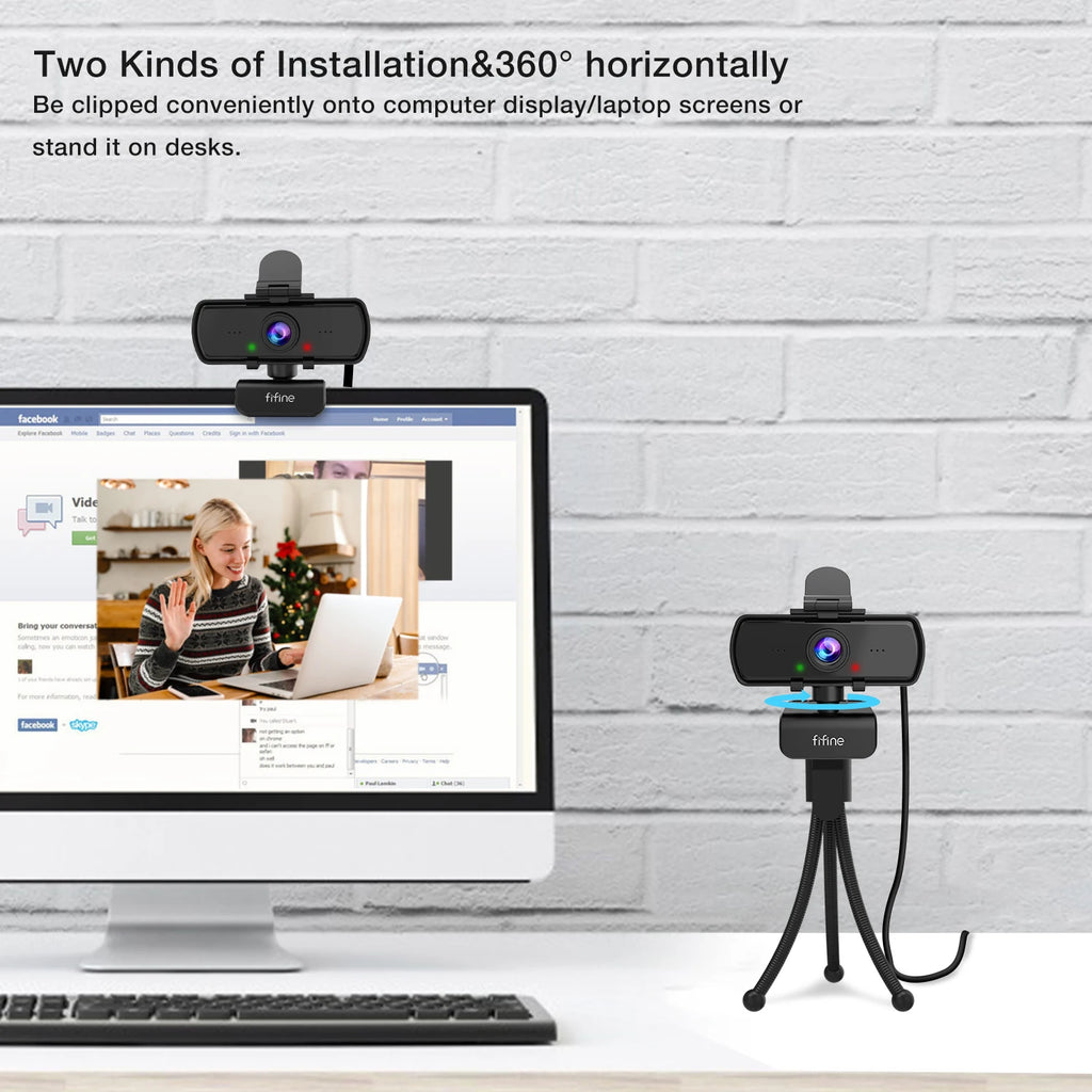 Webcam FIFINE K420 – 1440p Full HD con Micrófono y Trípode para Streaming y Videollamadas