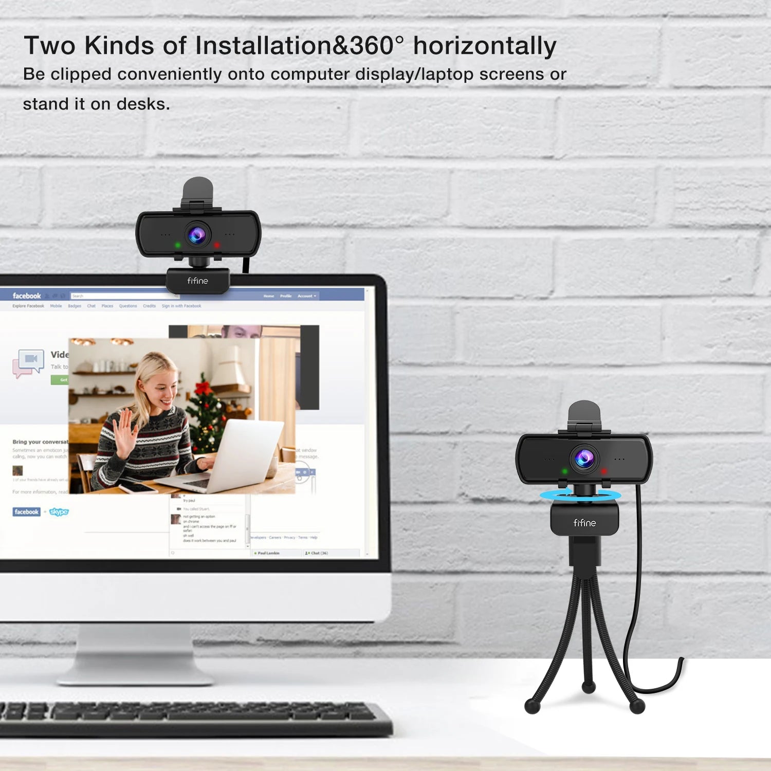 Webcam FIFINE K420 – 1440p Full HD con Micrófono y Trípode para Streaming y Videollamadas