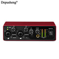 Professional Sound Card Depusheng MK22P USB Audio Interface 48v Phantom Power Supply for Live Studio Streaming Podcasts