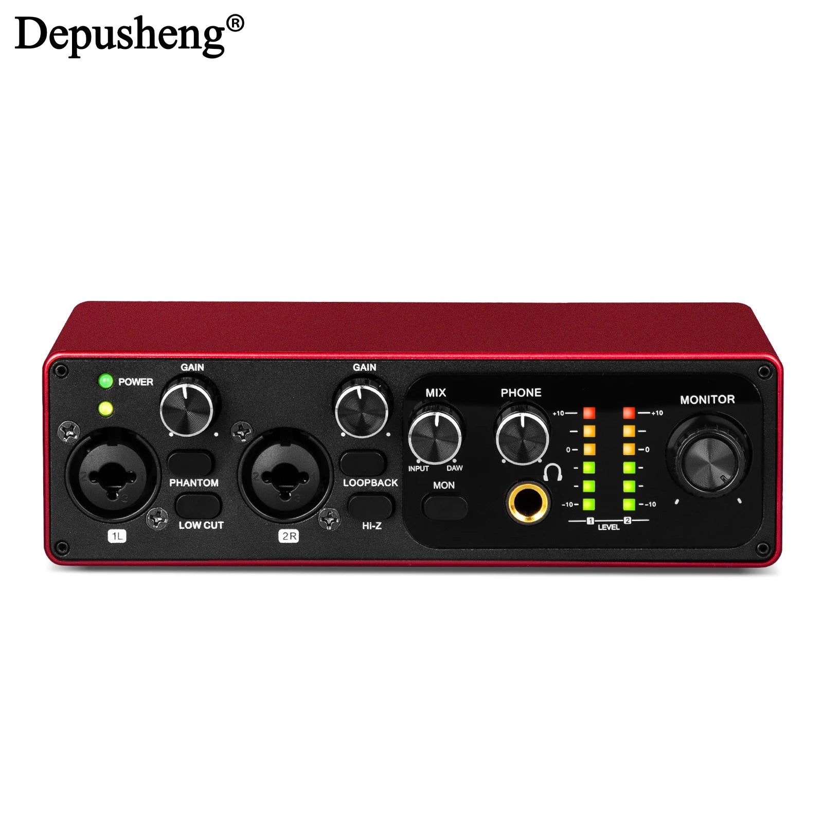 Professional Sound Card Depusheng MK22P USB Audio Interface 48v Phantom Power Supply for Live Studio Streaming Podcasts