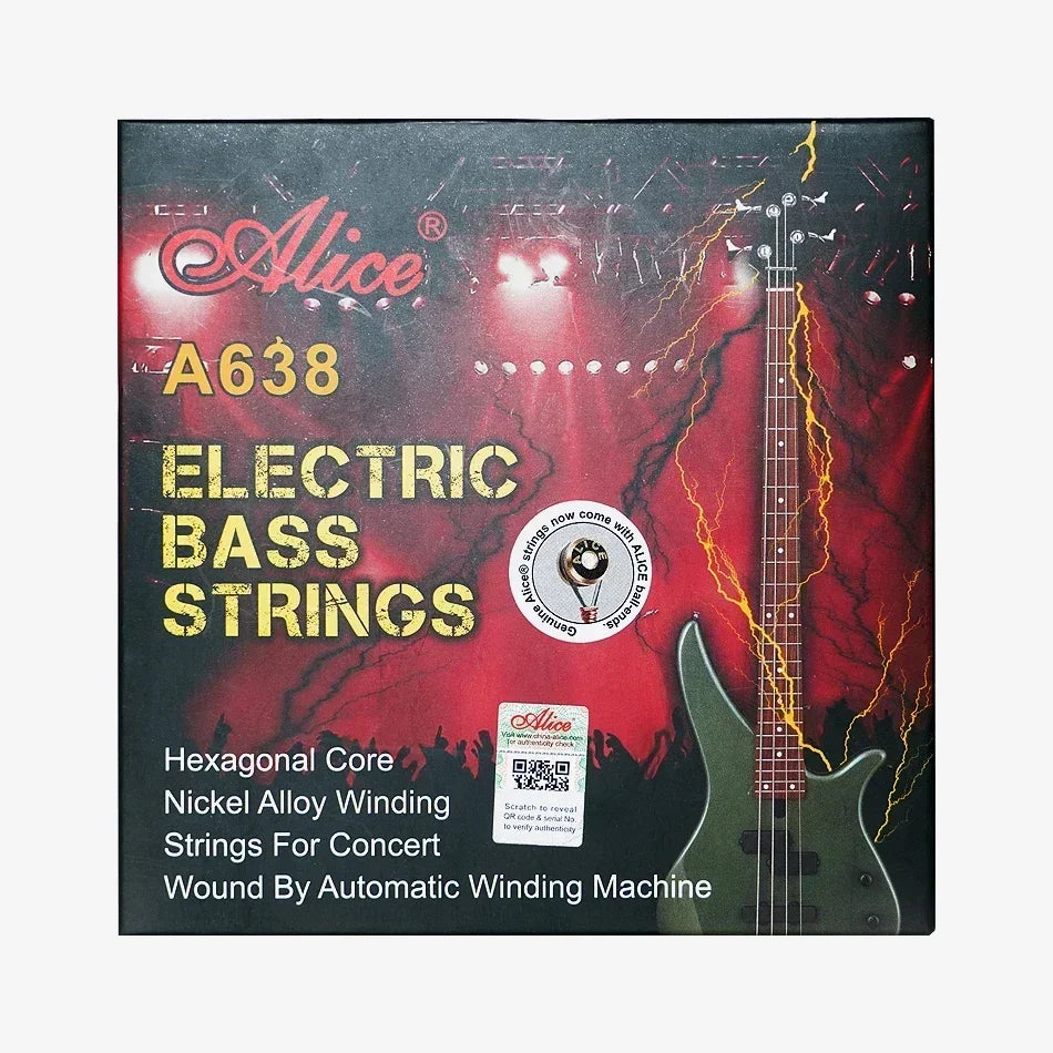 Cuerdas Bajo Eléctrico Alice A638 – Núcleo Hexagonal Niquelado | Light y Medium