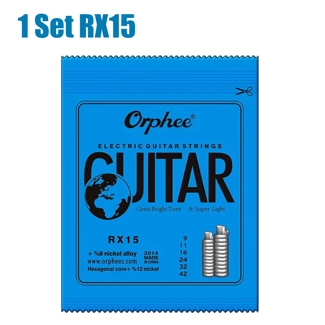 Cuerdas Guitarra Eléctrica Orphee RX Series – Acero Hexagonal | Pack 10 o 50 Sets
