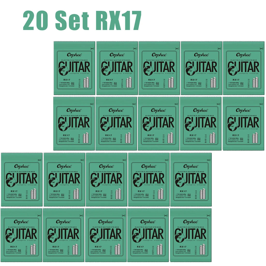 Cuerdas Guitarra Eléctrica Orphee RX Series – Acero Hexagonal | Pack 10 o 50 Sets
