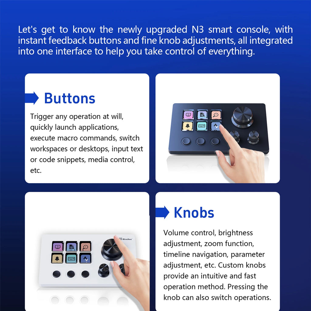 Stream Deck Mirabox N3 – Consola Creativa con Macropad Visual para Streaming y Gaming
