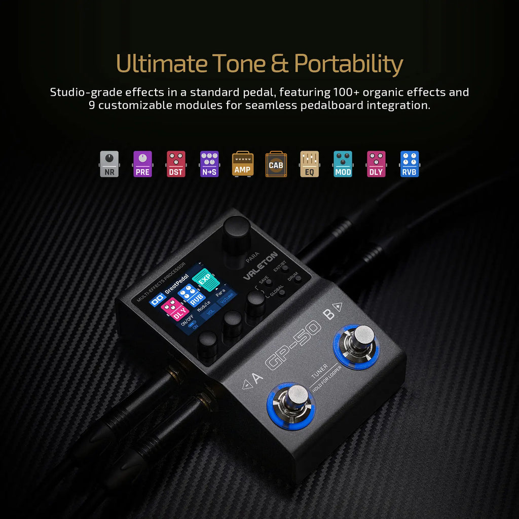 Procesador Multiefectos VALETON GP-50 – NAM & IR Loader con 100+ Efectos para Guitarra y Bajo
