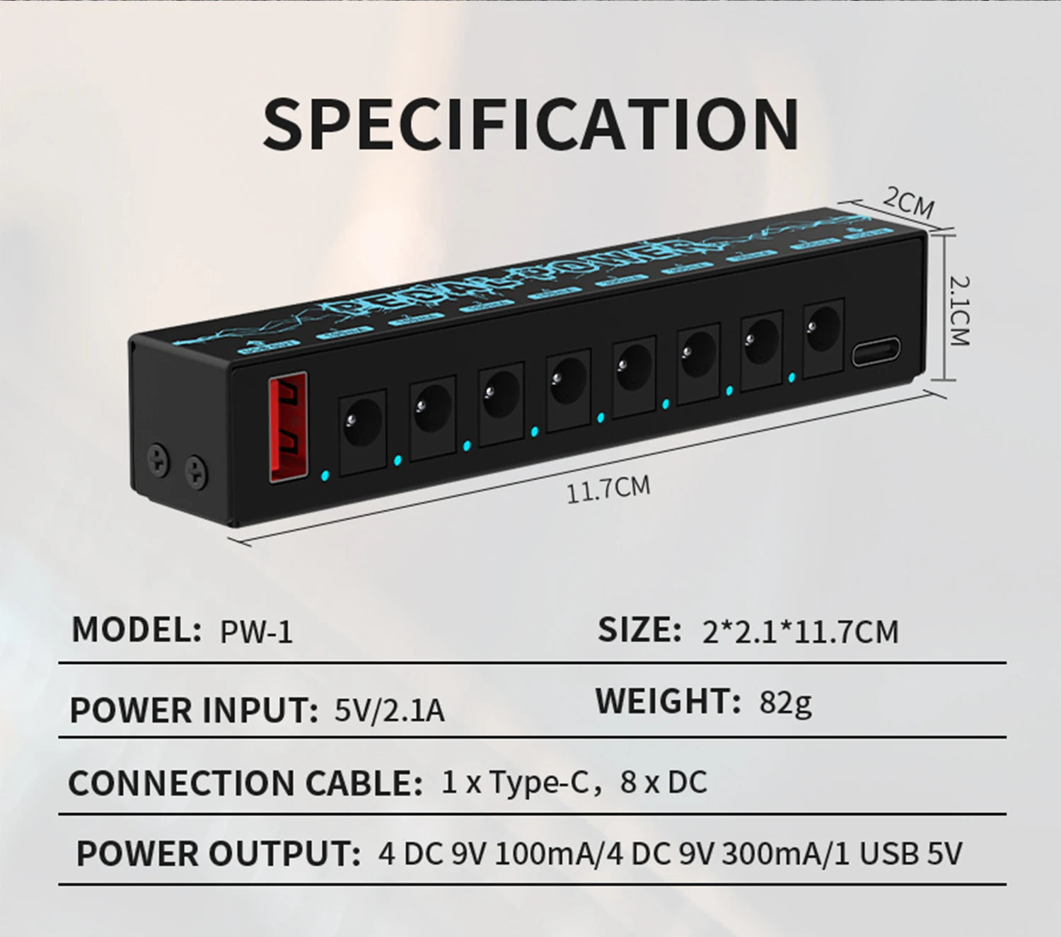 Fuente de Poder para pedales Stompbox 9V de alimentación