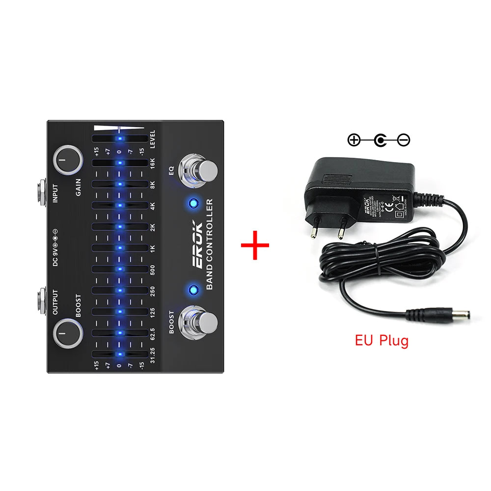 Pedal Ecualizador 10 Bandas EROK EQB-10 ±15dB – Guitarra y Bajo, True Bypass