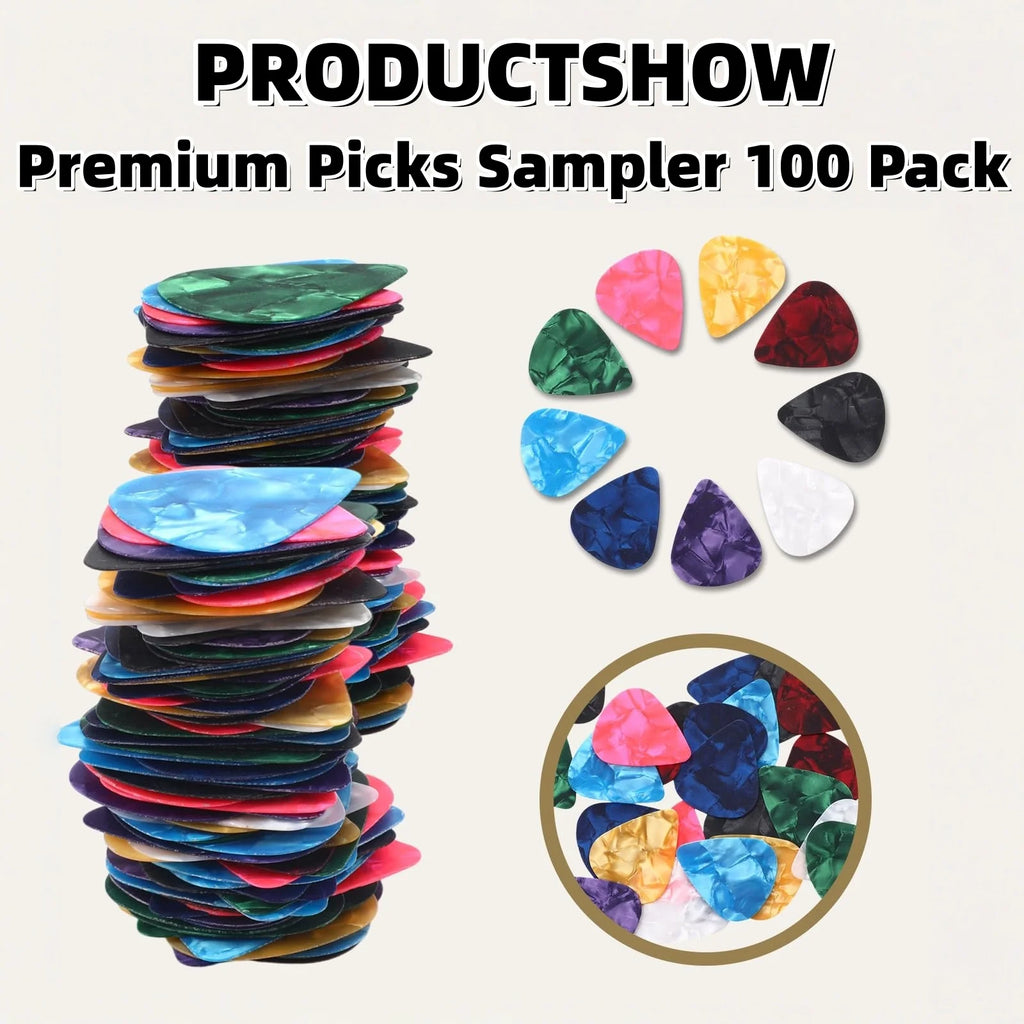 Púas de Guitarra Miwayer – Pack 100 Unidades | Celuloide Premium | 0.46 / 0.71 / 0.96mm | Multicolor