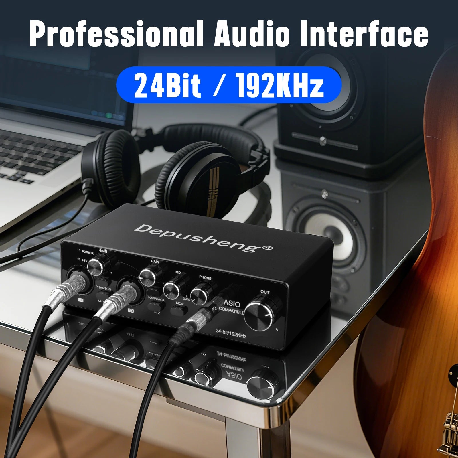 MQ44 ASIO Audio Professional Sound Card 4 Channel 4in 4out USB Audio Interface for Live Recording