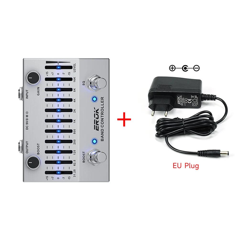 Pedal Ecualizador 10 Bandas EROK EQB-10 ±15dB – Guitarra y Bajo, True Bypass