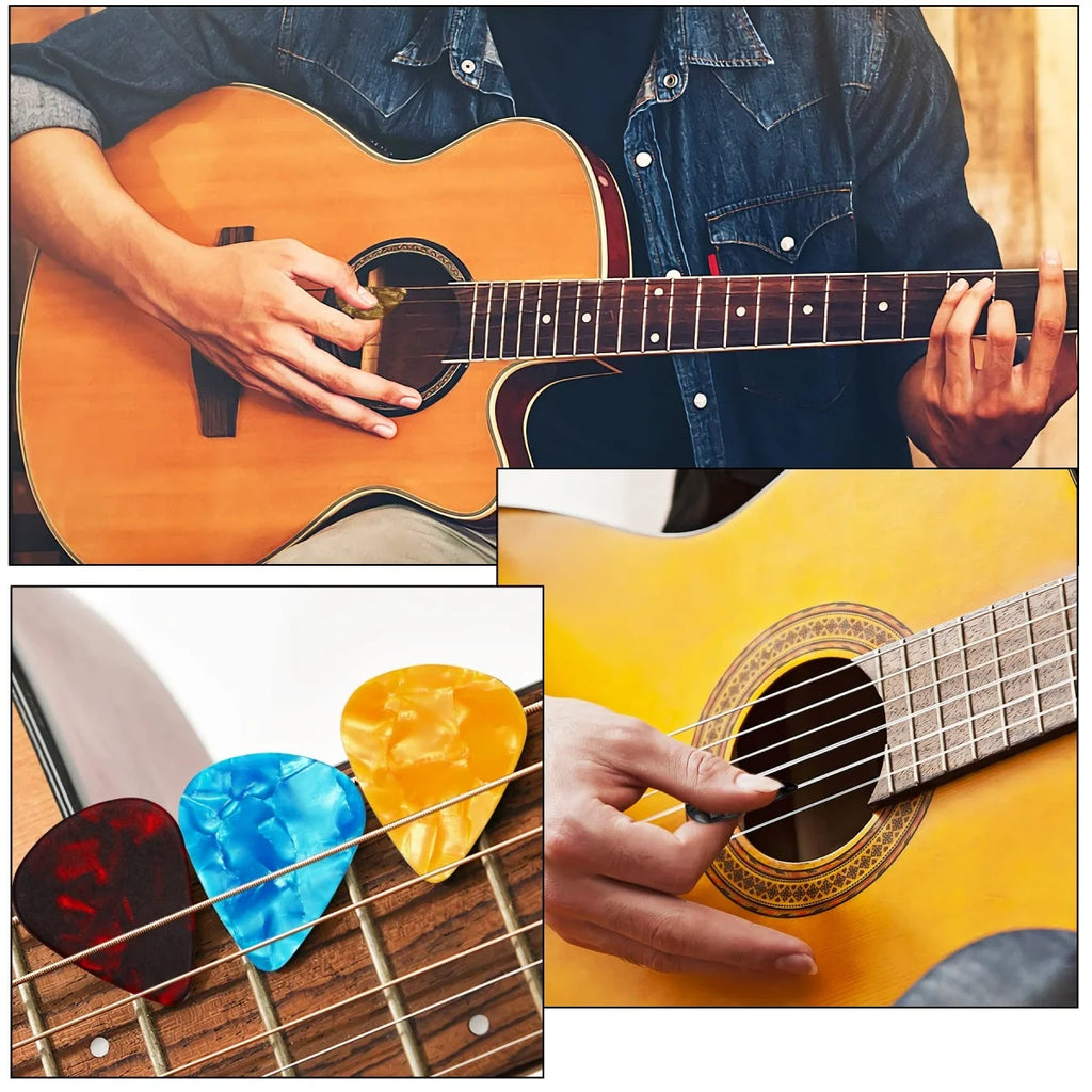 Púas de Guitarra Miwayer – Pack 100 Unidades | Celuloide Premium | 0.46 / 0.71 / 0.96mm | Multicolor